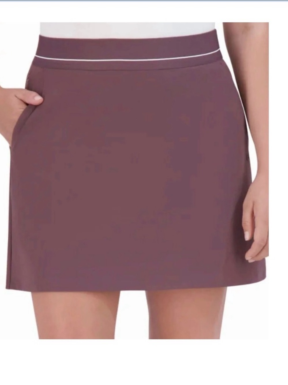 Soybu Mauve Mini Skort with White Waist Trim